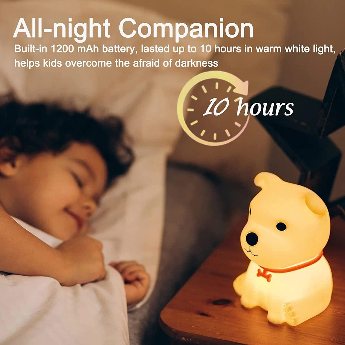 Silicone Dog Night Lamp | Soft LED Rechargeable Night Light for Kids