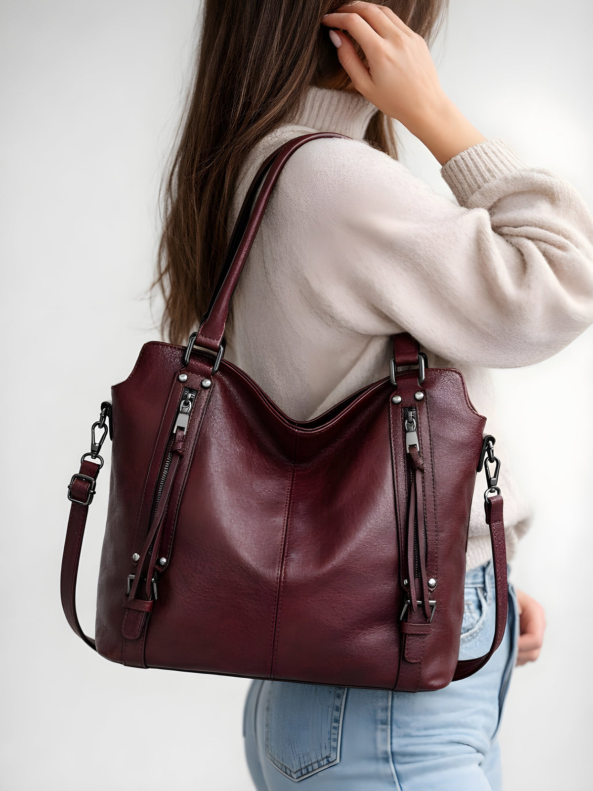 large tote bag for school with zipper | Cuneo