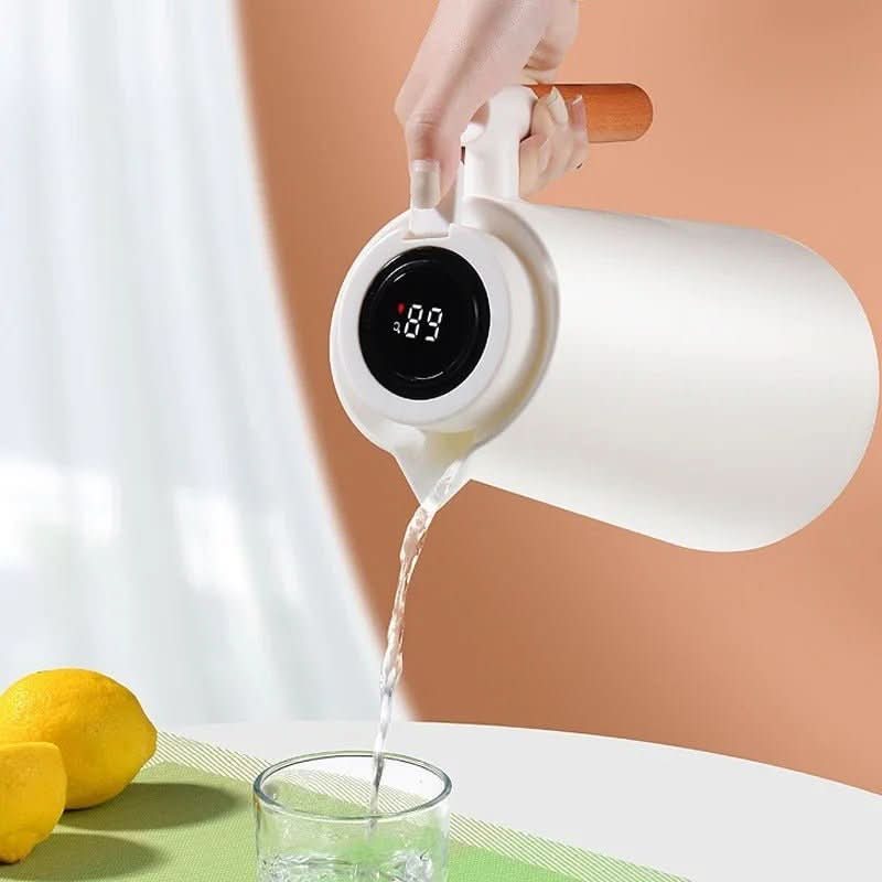 Lattea – Thermal Jug with Temperature Display, Leak-Proof Design & Wooden Handle