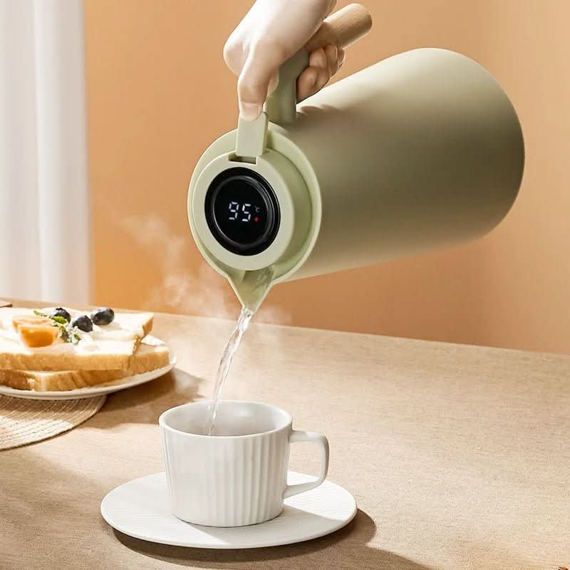 Lattea – Thermal Jug with Temperature Display, Leak-Proof Design & Wooden Handle