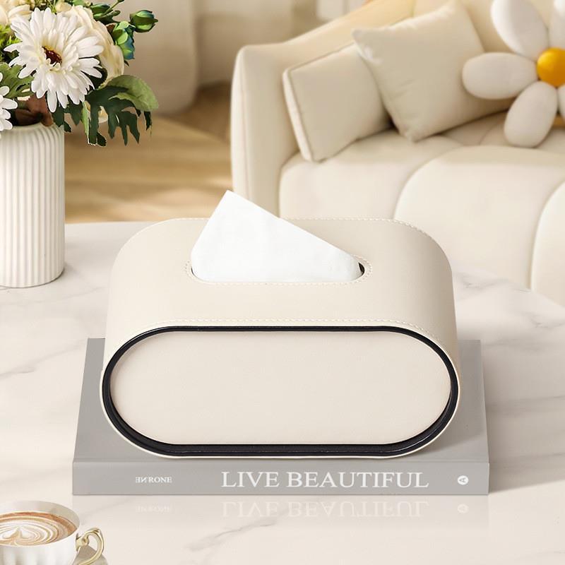 LIVANZA – Designer Oval Leather Tissue Box for Elegant Living Spaces