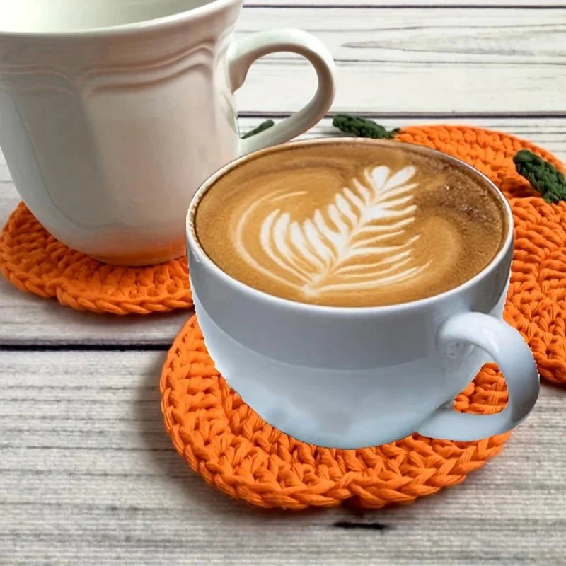 LOOMORA – Handmade Crochet Pumpkin Coasters for Fall Table Decor