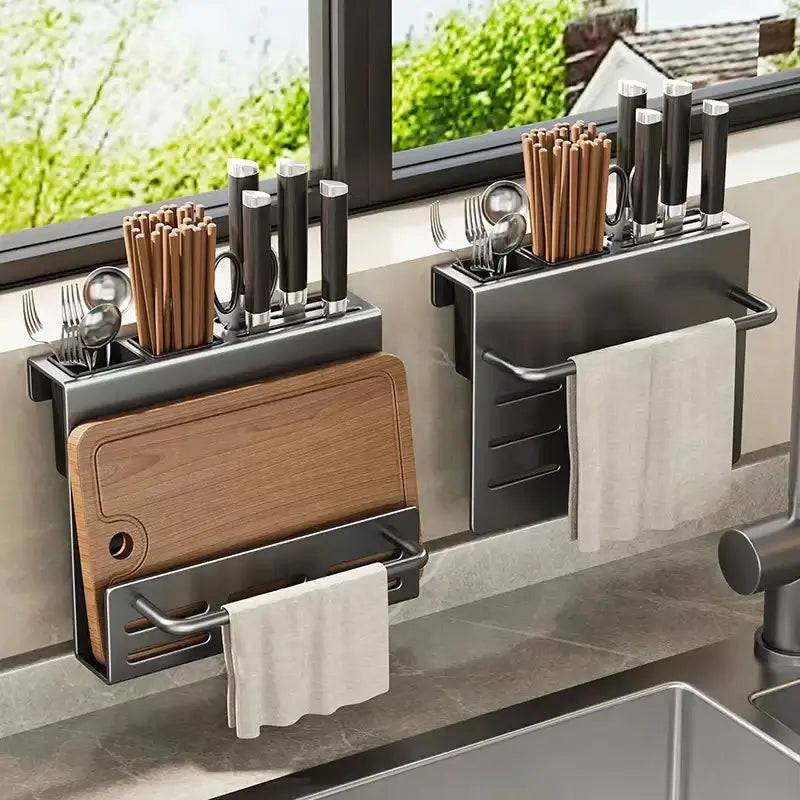 Multi-Purpose Kitchen Storage Rack with Spice and Knife Holder