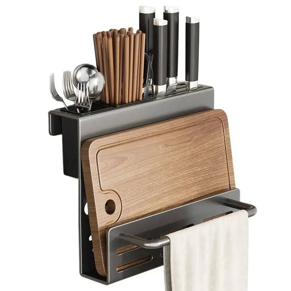 Multi-Purpose Kitchen Storage Rack with Spice and Knife Holder