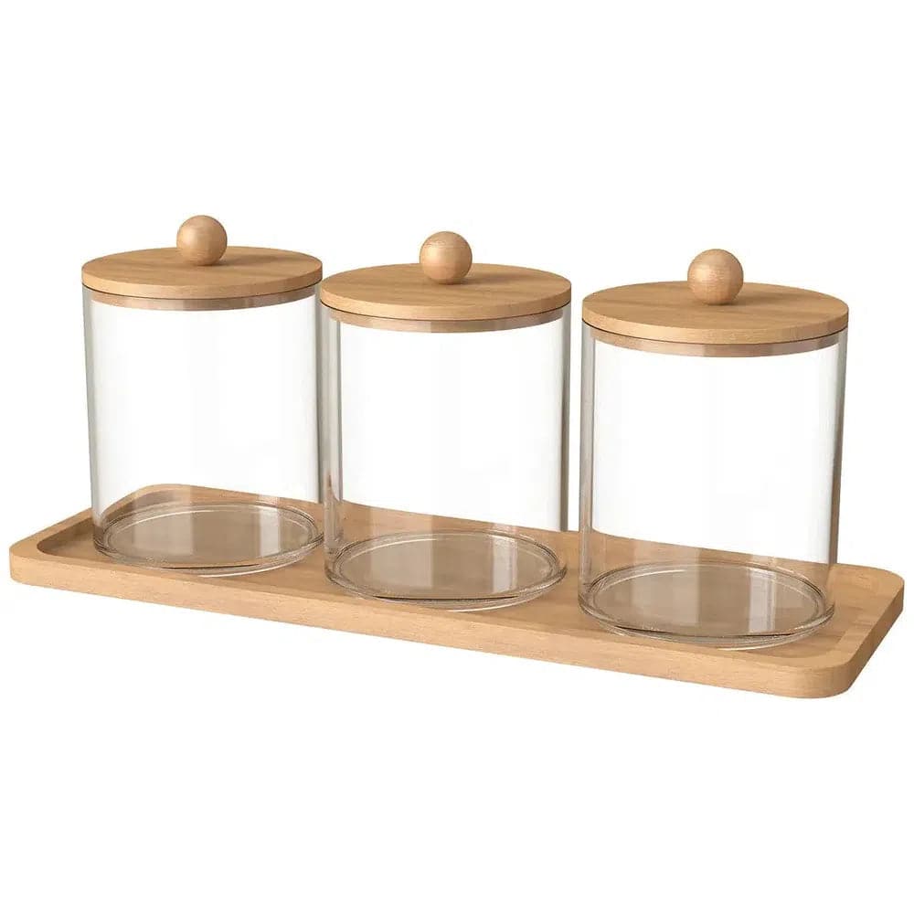 3Pcs Acrylic Cotton Swab Storage Box