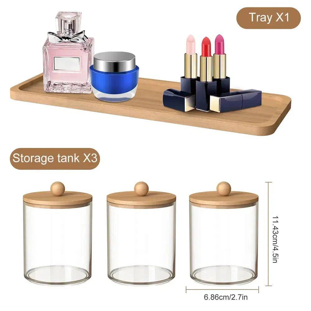 3Pcs Acrylic Cotton Swab Storage Box