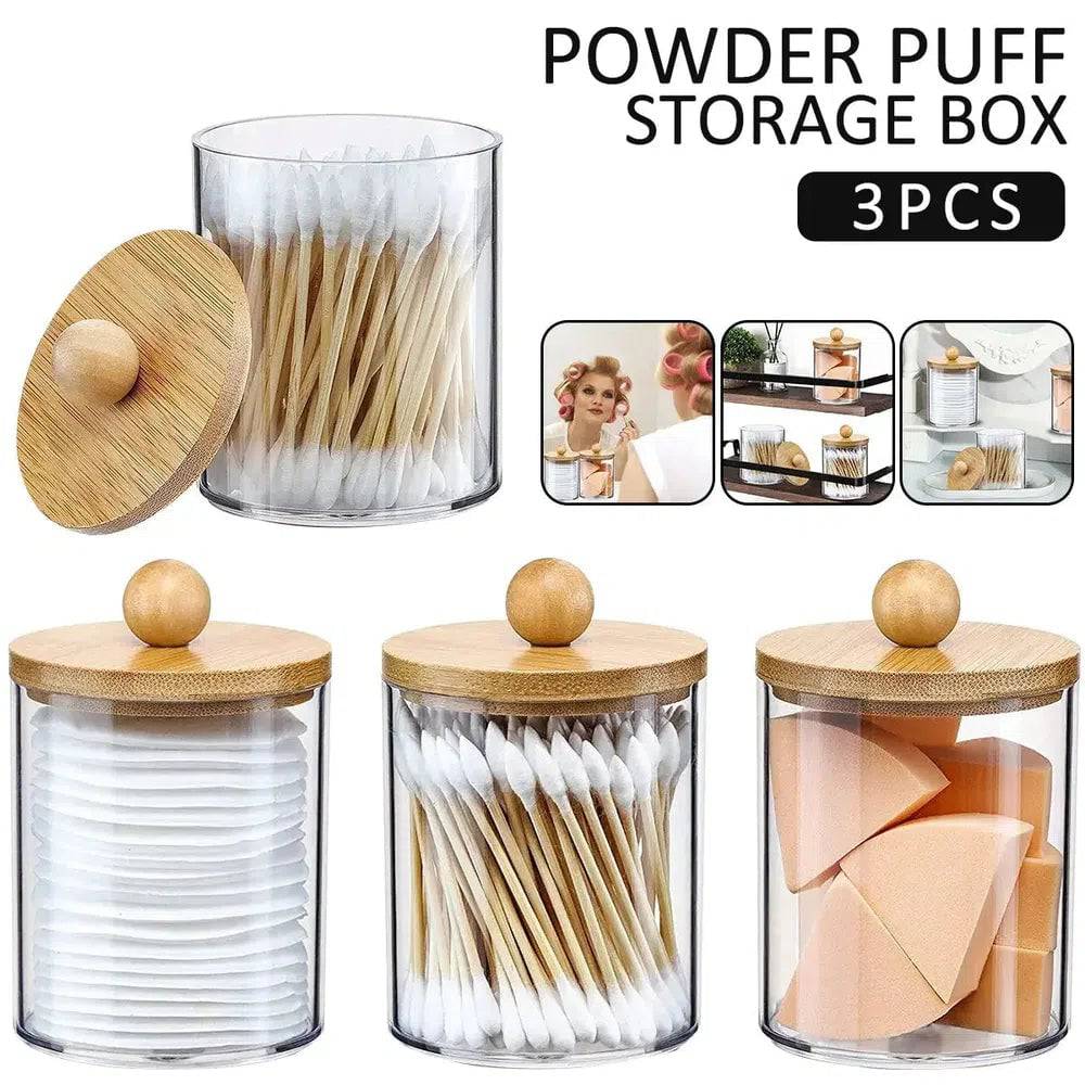 3Pcs Acrylic Cotton Swab Storage Box