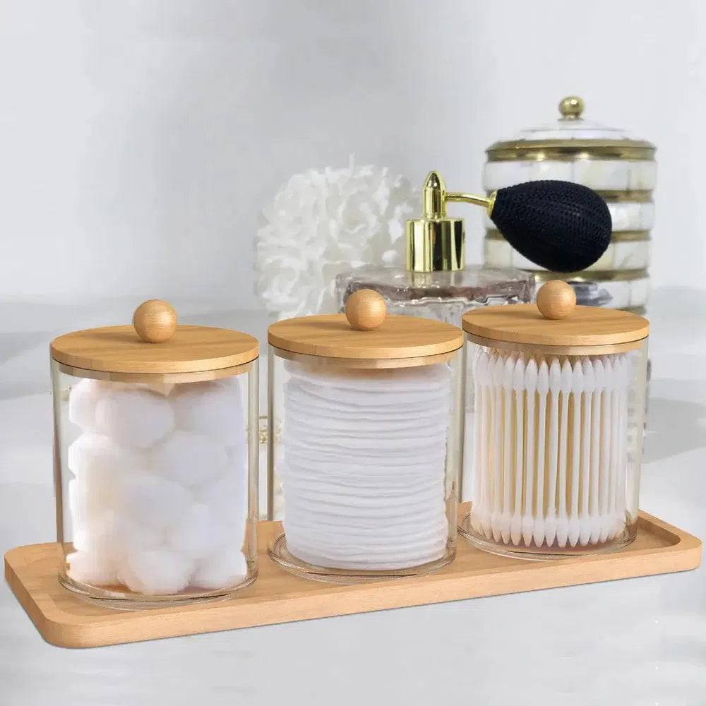 3Pcs Acrylic Cotton Swab Storage Box