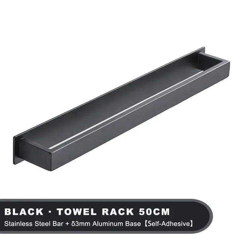 Matt Black Stainless Steel Self-Adhesive Towel Rack