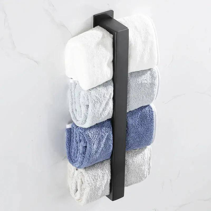 Matt Black Stainless Steel Self-Adhesive Towel Rack