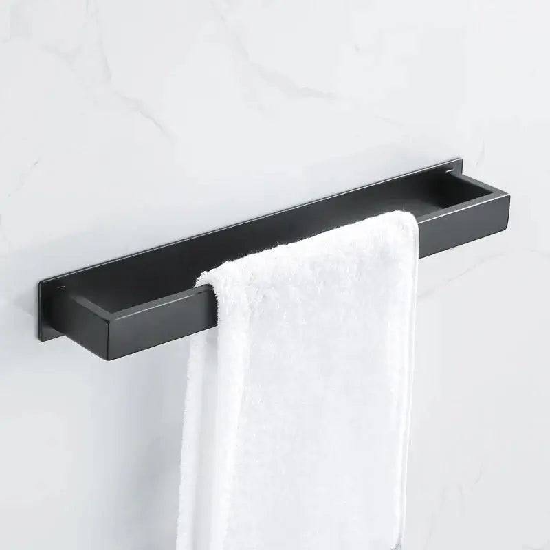 Matt Black Stainless Steel Self-Adhesive Towel Rack