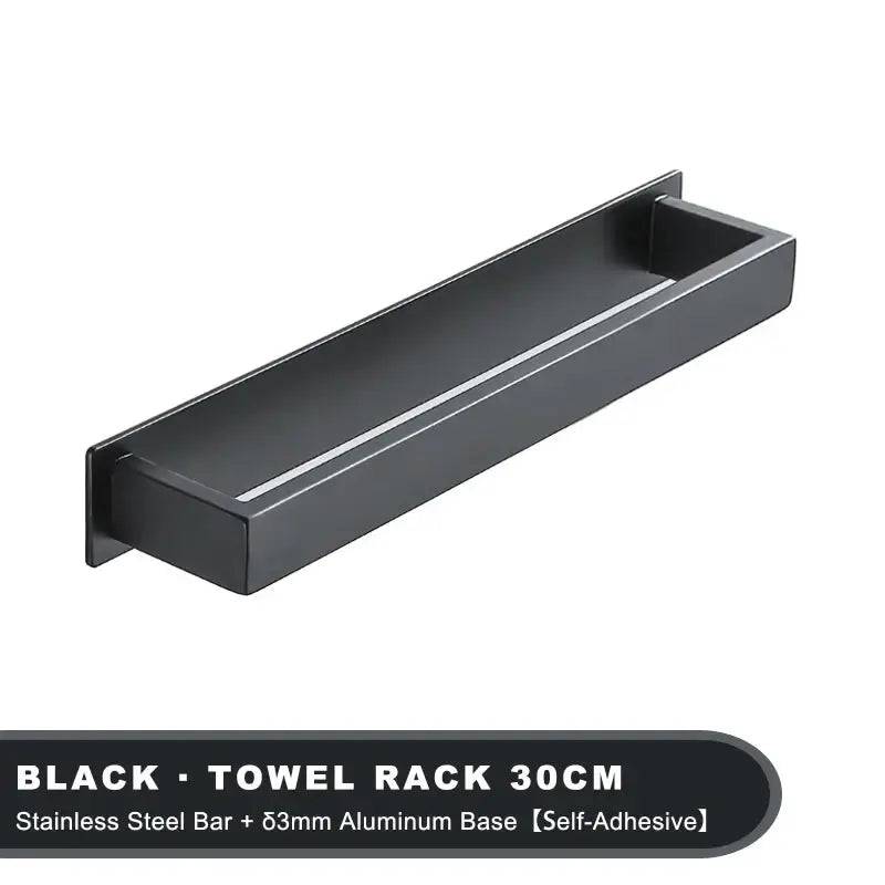 Matt Black Stainless Steel Self-Adhesive Towel Rack