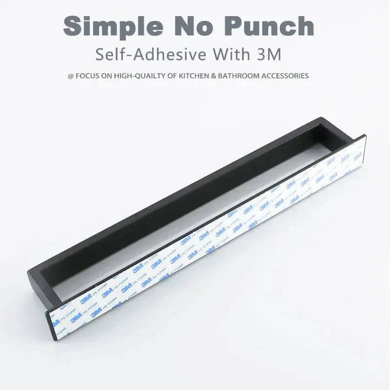 Matt Black Stainless Steel Self-Adhesive Towel Rack