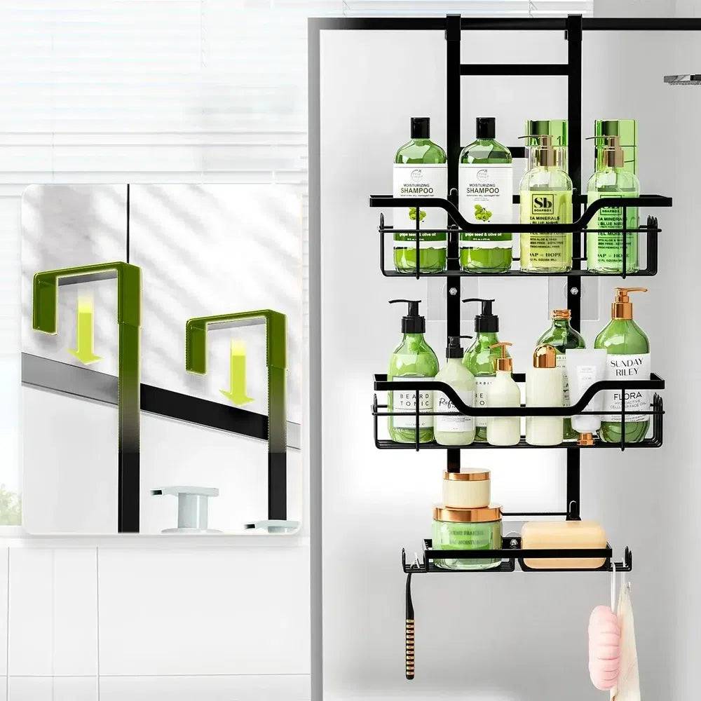 Drill-Free Bathroom Shelf Over Door Hanging Organiser