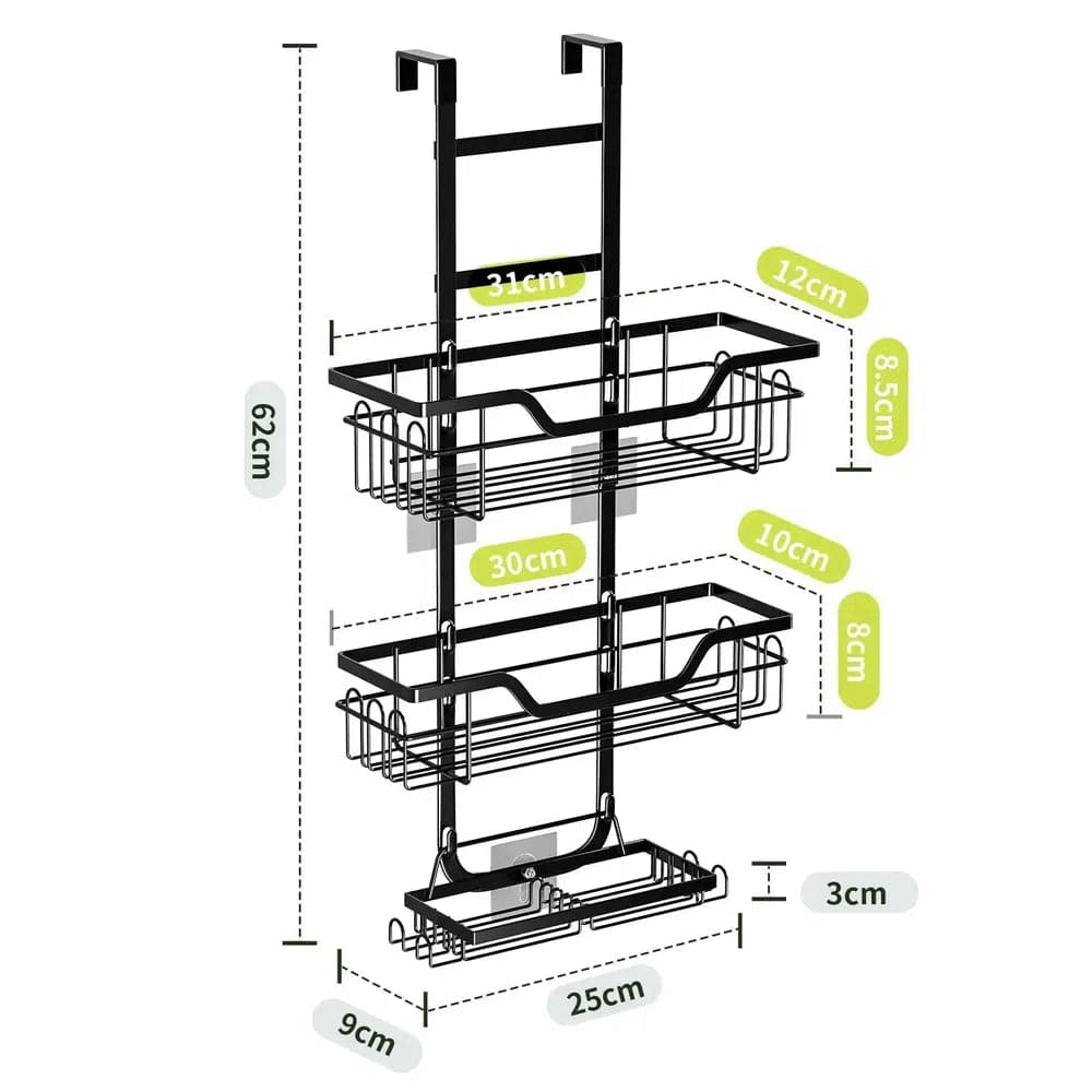 Drill-Free Bathroom Shelf Over Door Hanging Organiser
