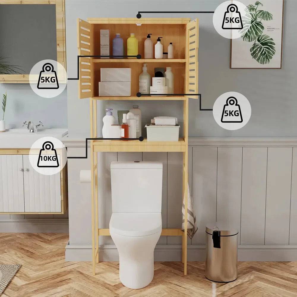 Over-The-Toilet Bamboo Storage Rack