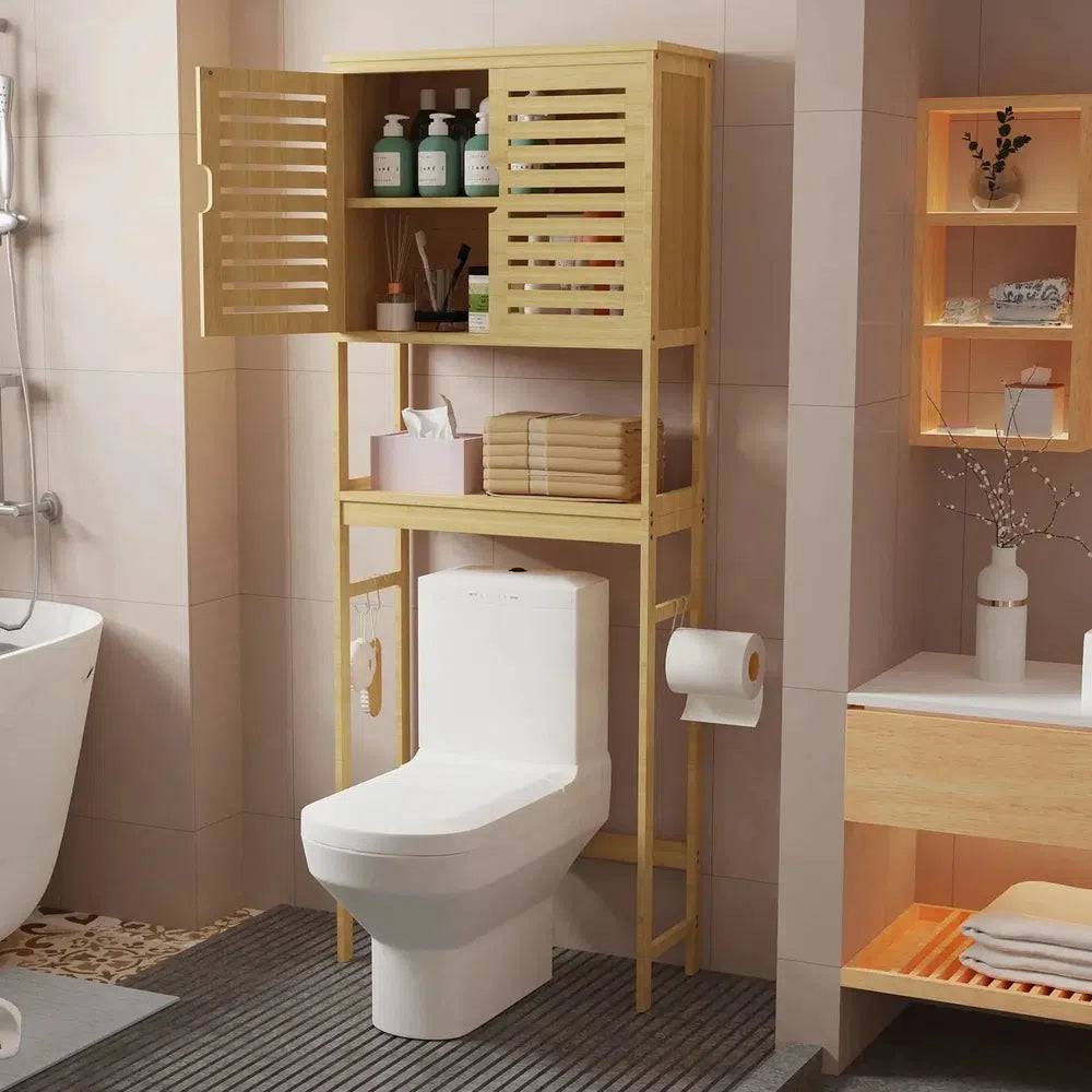 Over-The-Toilet Bamboo Storage Rack