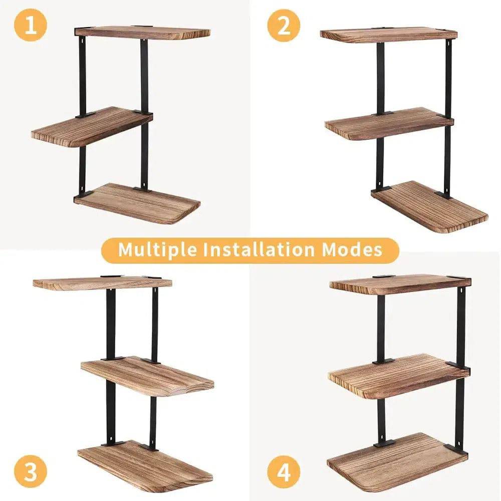 Rustic Industrial Wood Wall Shelf Rack