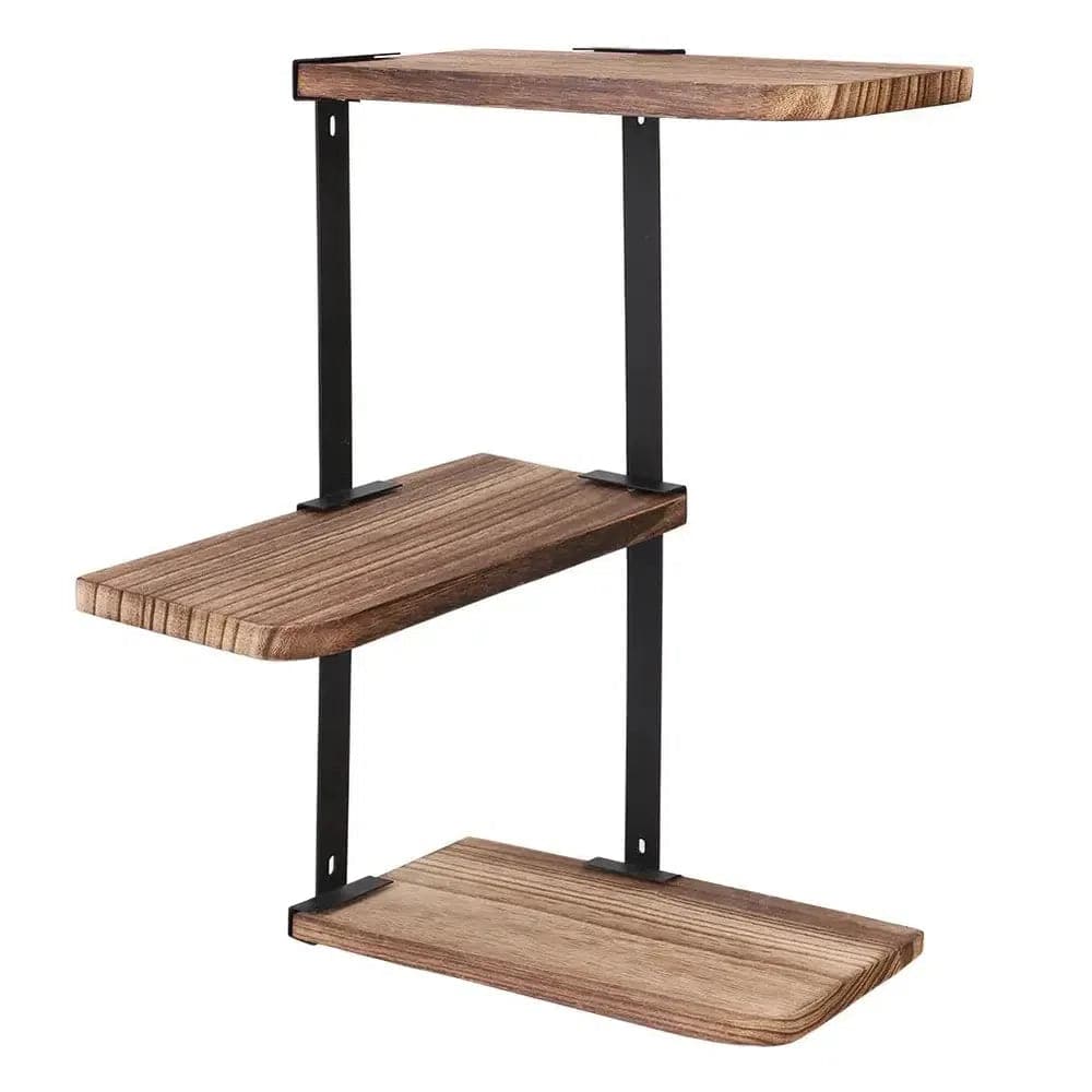 Rustic Industrial Wood Wall Shelf Rack