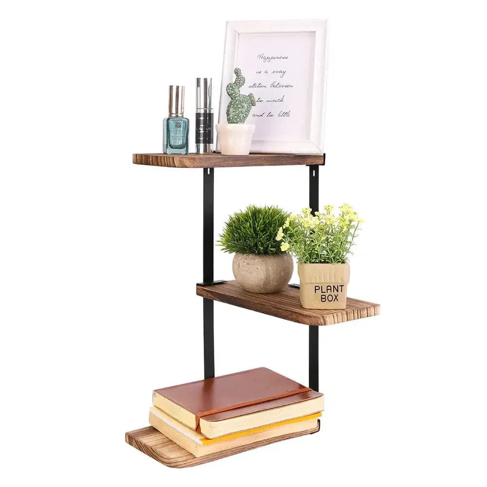 Rustic Industrial Wood Wall Shelf Rack