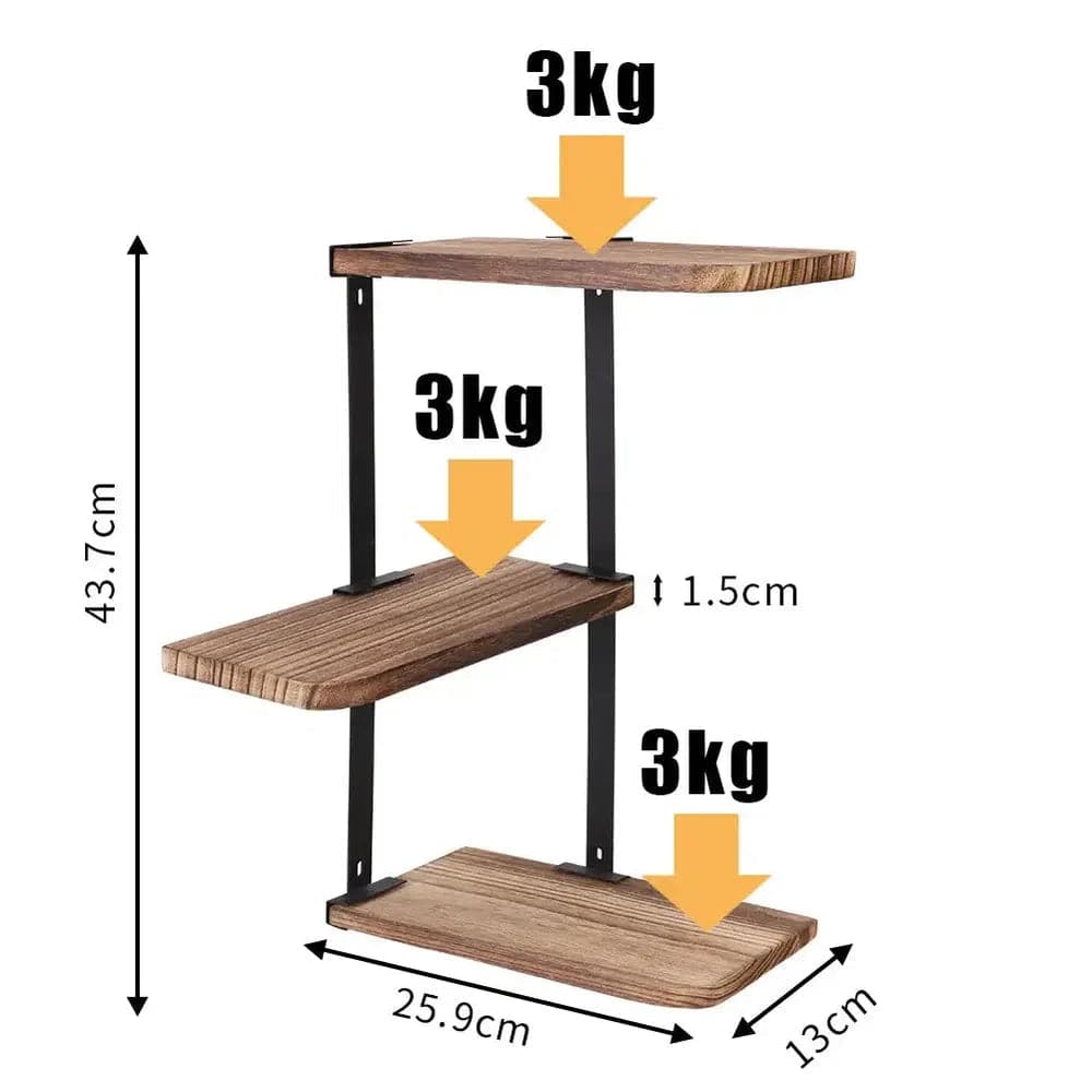 Rustic Industrial Wood Wall Shelf Rack