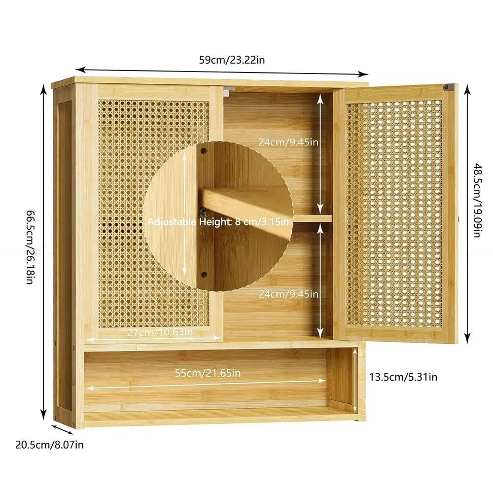 Solid Wood Bamboo Bathroom Wall Cabinet