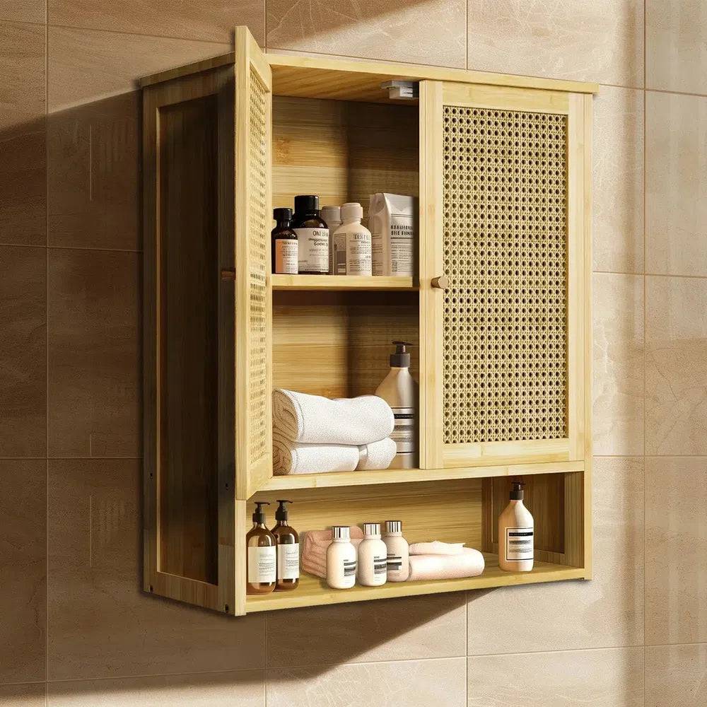 Solid Wood Bamboo Bathroom Wall Cabinet