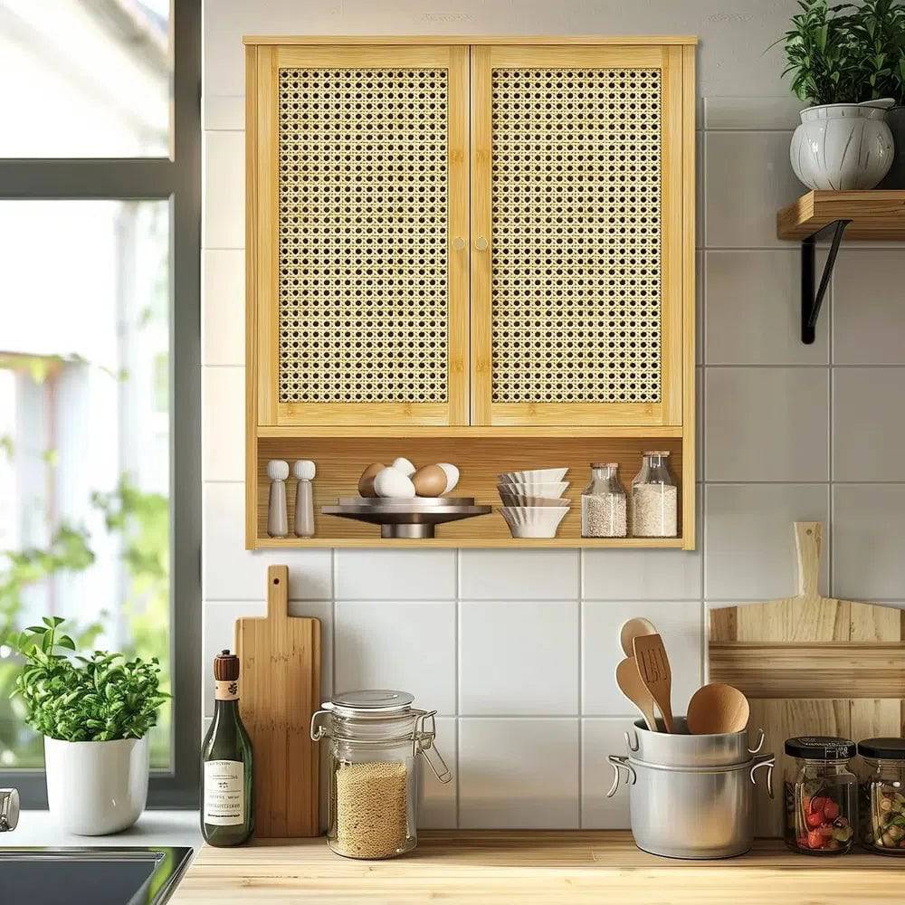 Solid Wood Bamboo Bathroom Wall Cabinet