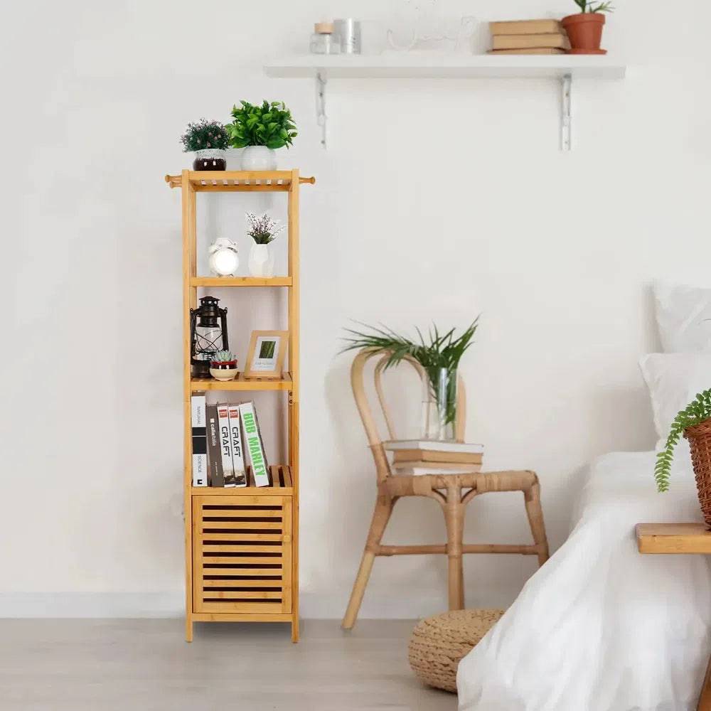 Tall Slim Bamboo Storage Cabinet