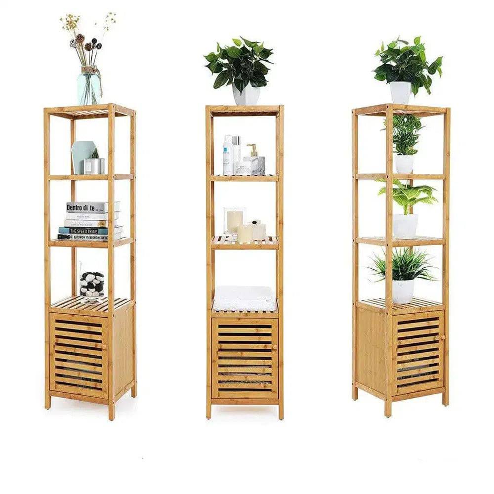 Tall Slim Bamboo Storage Cabinet