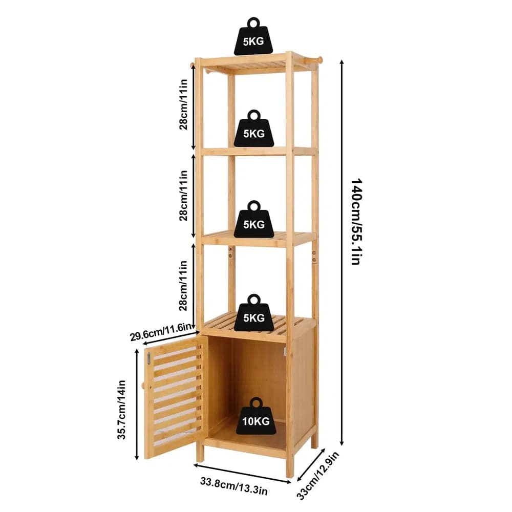Tall Slim Bamboo Storage Cabinet