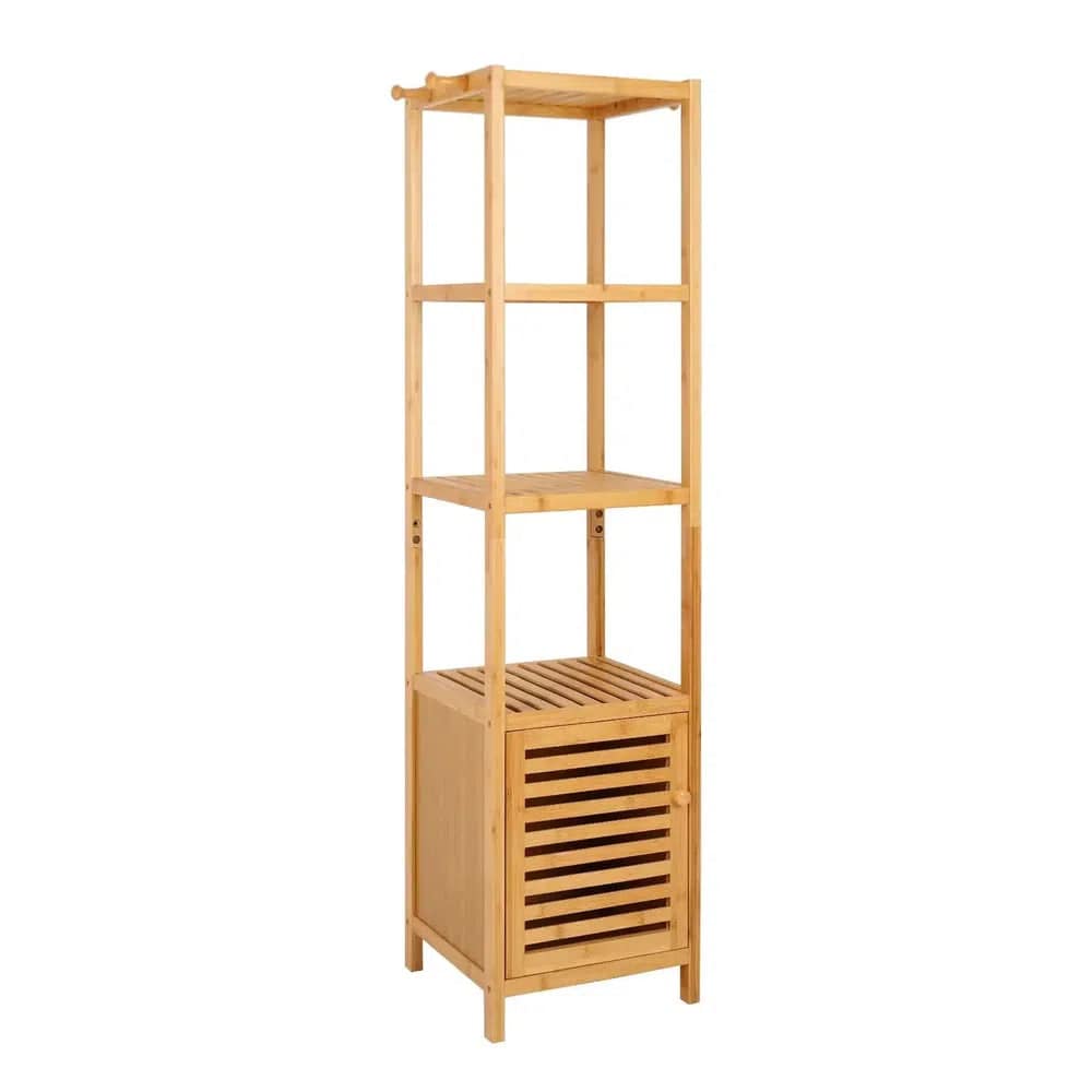 Tall Slim Bamboo Storage Cabinet