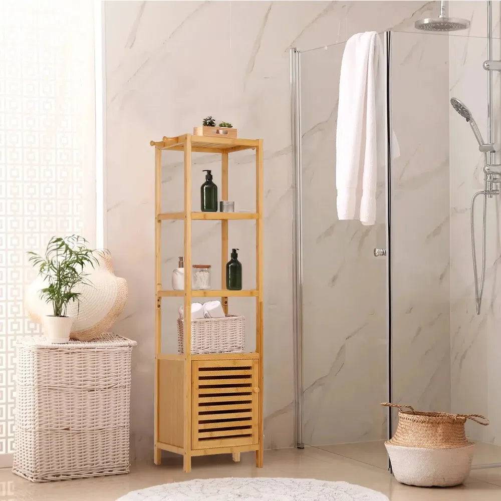 Tall Slim Bamboo Storage Cabinet