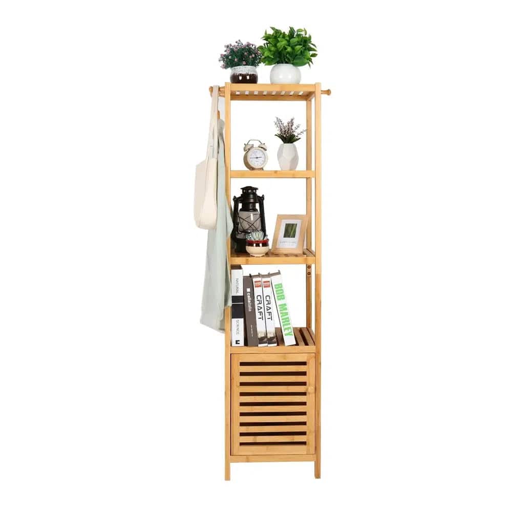 Tall Slim Bamboo Storage Cabinet