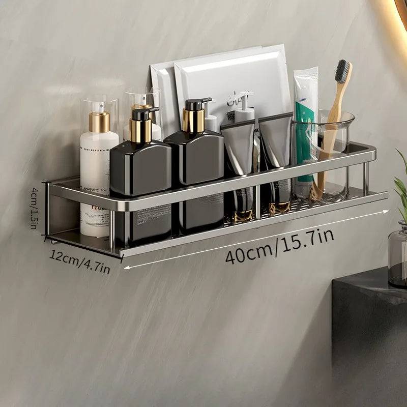 No-Drill Bathroom Shelf with Towel Rack