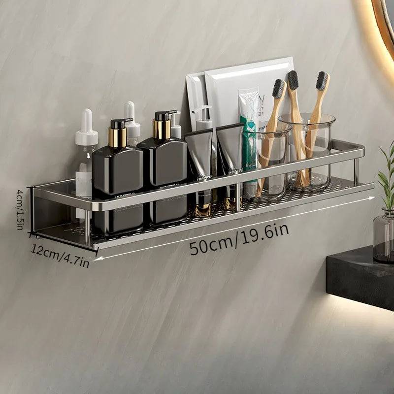 No-Drill Bathroom Shelf with Towel Rack