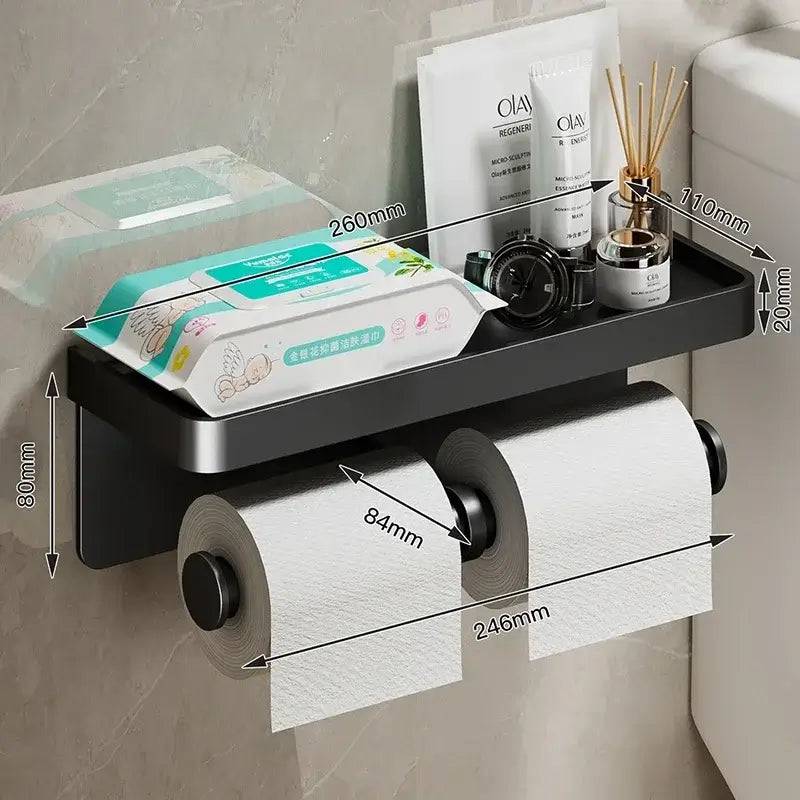 Aluminium Alloy Toilet Paper Holder with Perfume Shelf