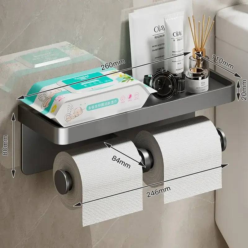 Aluminium Alloy Toilet Paper Holder with Perfume Shelf