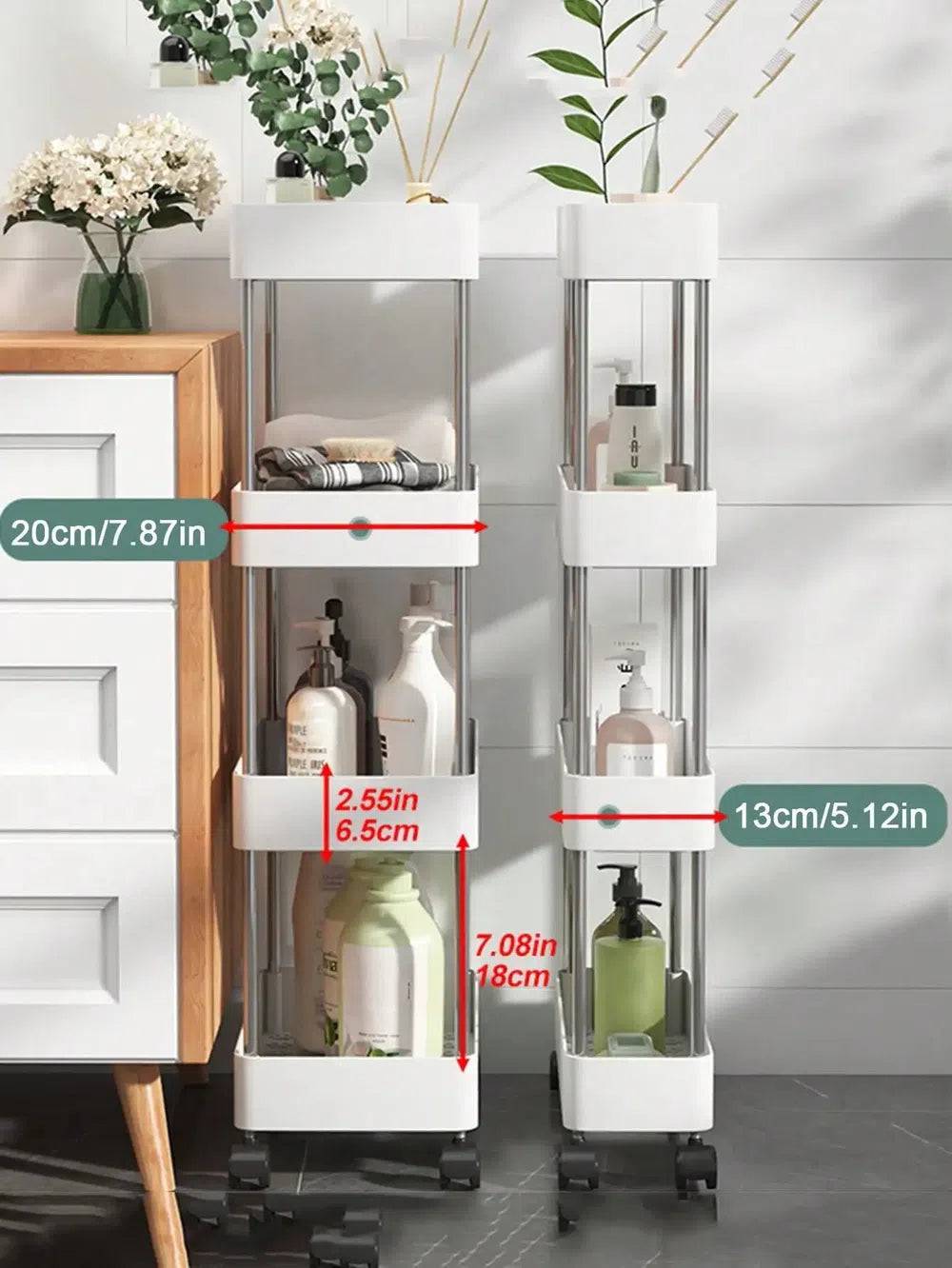 3 to 4 Tier Rolling Utility Cart Storage Shelf