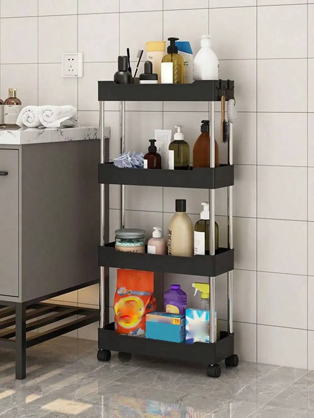 3 to 4 Tier Rolling Utility Cart Storage Shelf