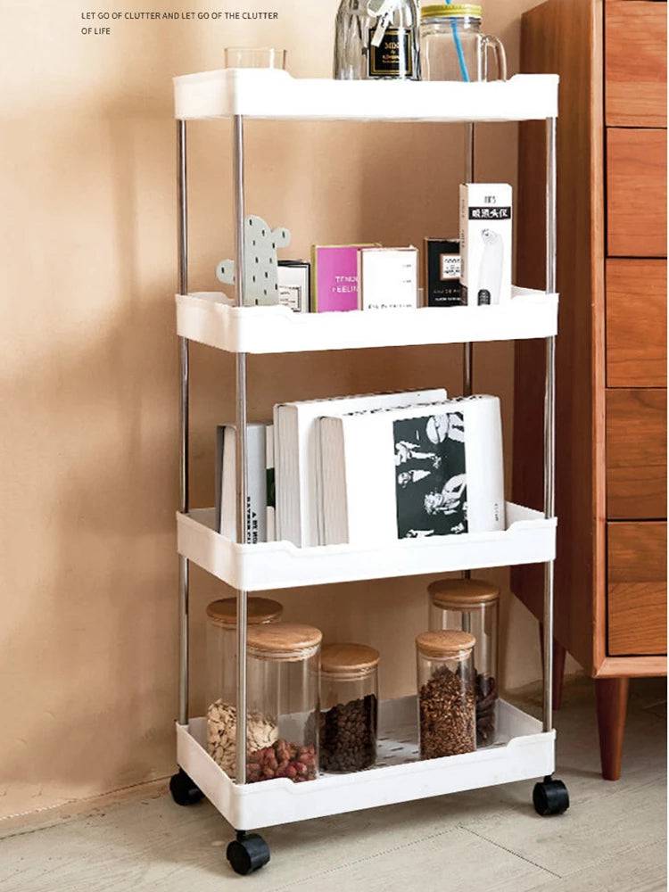 3 to 4 Tier Rolling Utility Cart Storage Shelf
