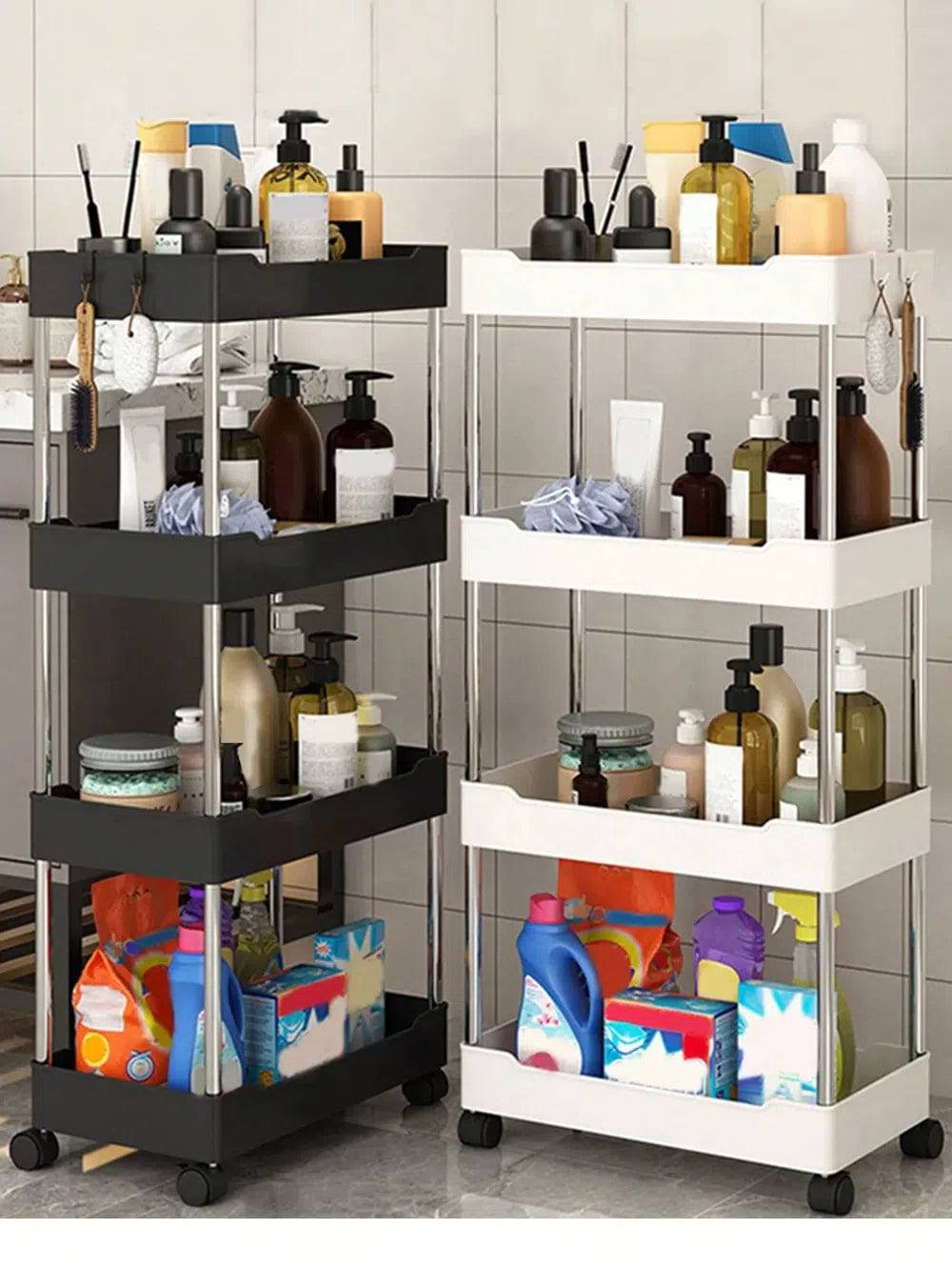 3 to 4 Tier Rolling Utility Cart Storage Shelf