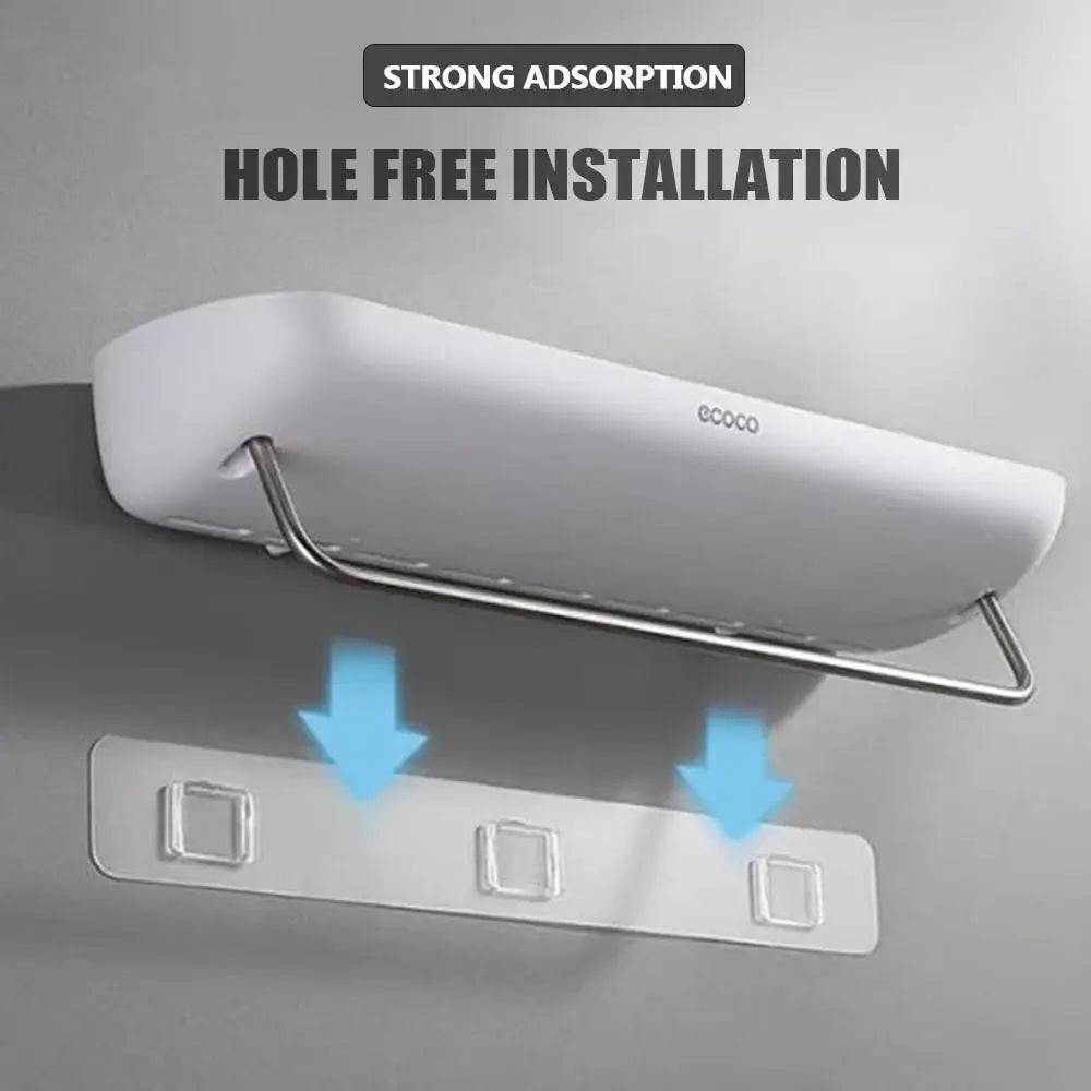 Wall-Mounted Shampoo Storage Rack with Towel Bar