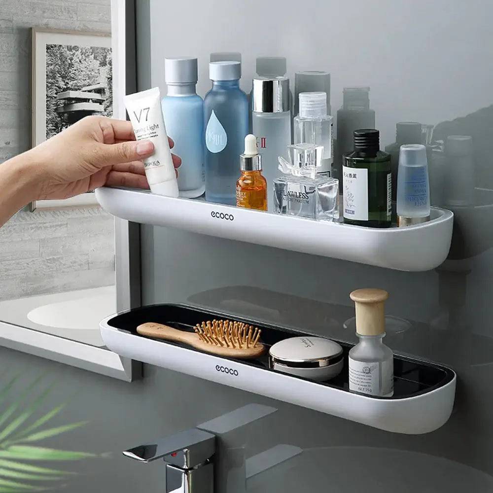 Wall-Mounted Shampoo Storage Rack with Towel Bar
