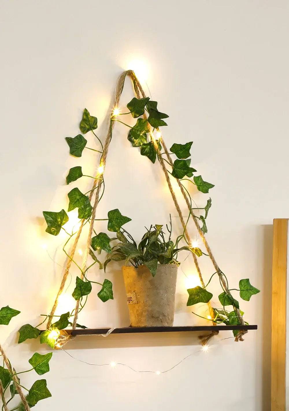 Artificial Ivy LED Floating Wall Shelf