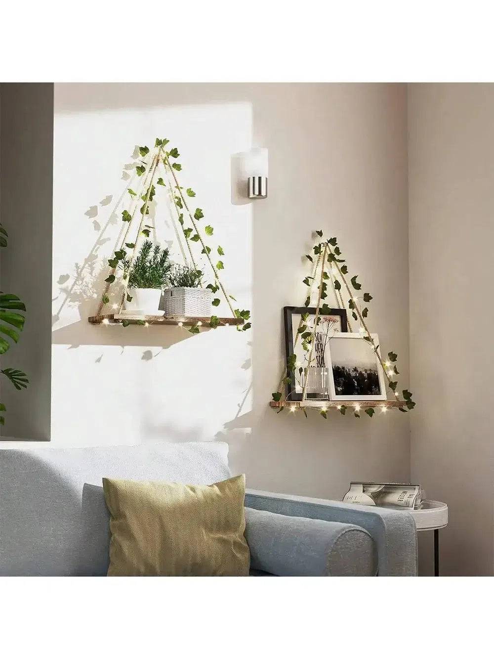 Artificial Ivy LED Floating Wall Shelf