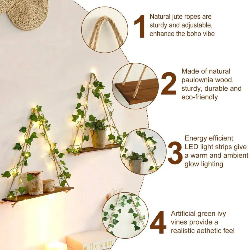 Artificial Ivy LED Floating Wall Shelf