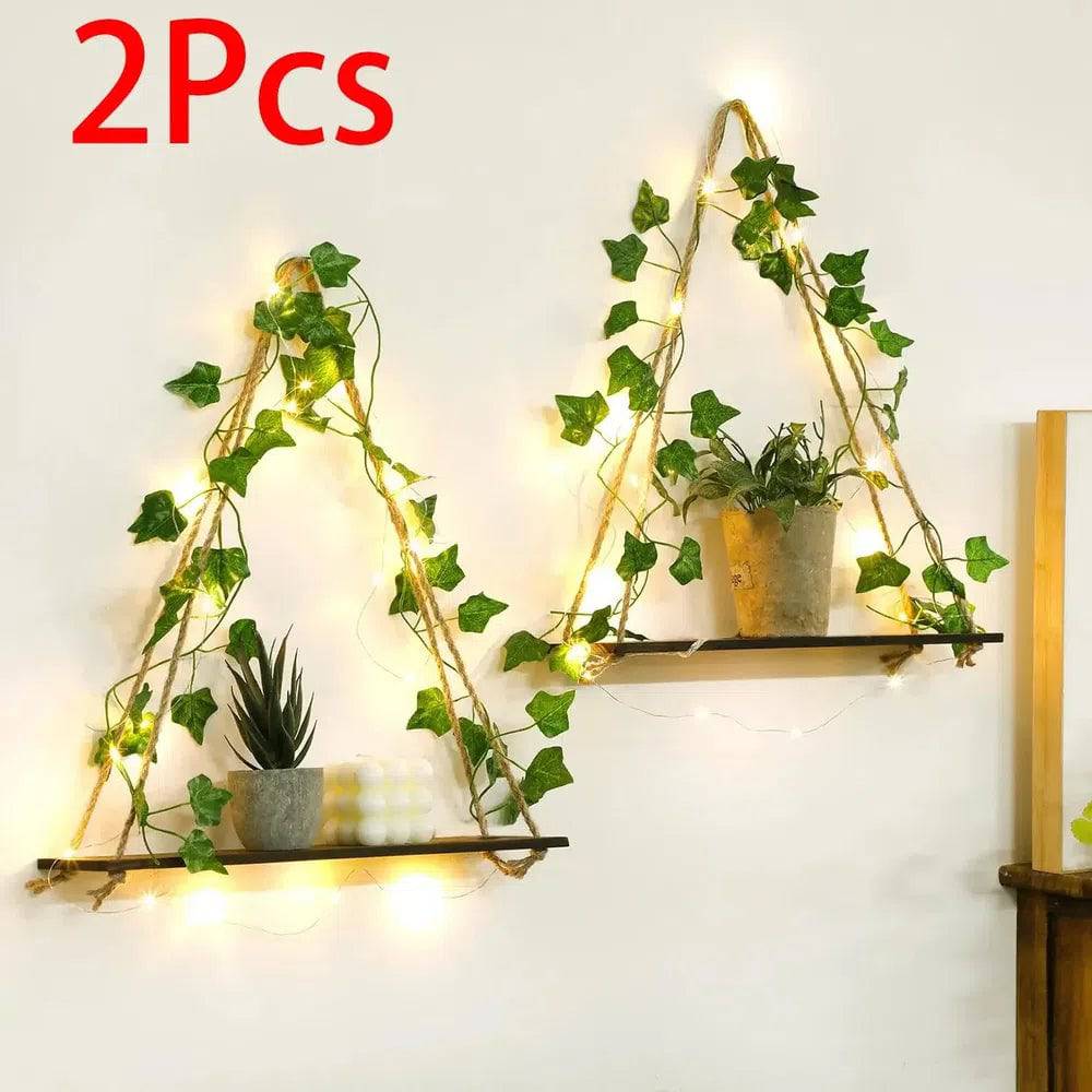Artificial Ivy LED Floating Wall Shelf
