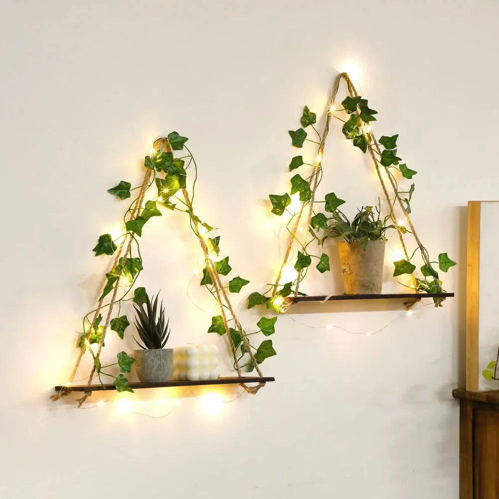 Artificial Ivy LED Floating Wall Shelf