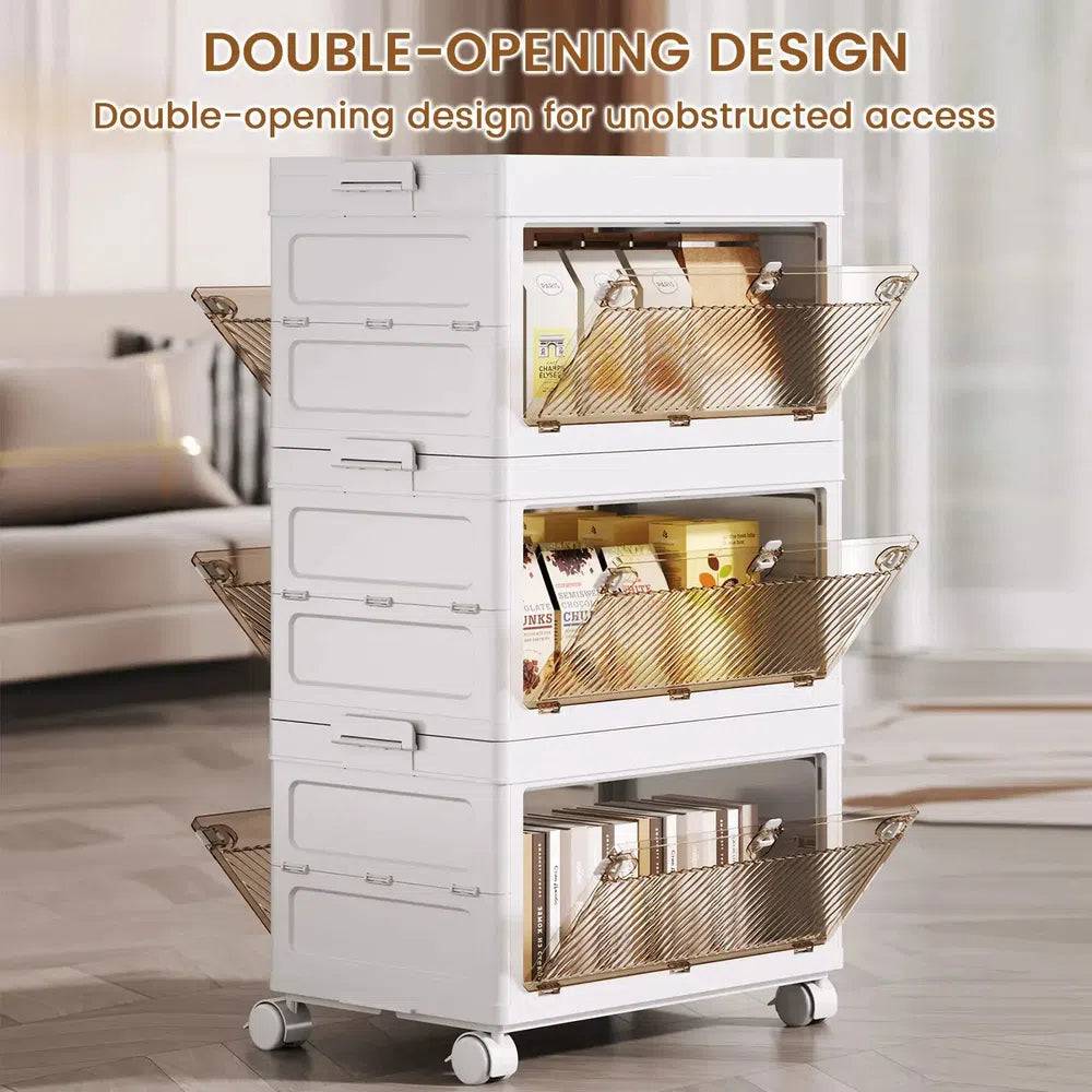 Stackable Collapsible Storage Bins with Doors